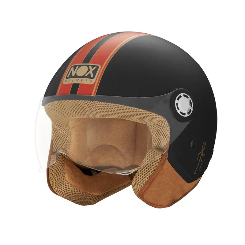Casque Moto Jet N210 EVO Noir Mat Rouge | NOX