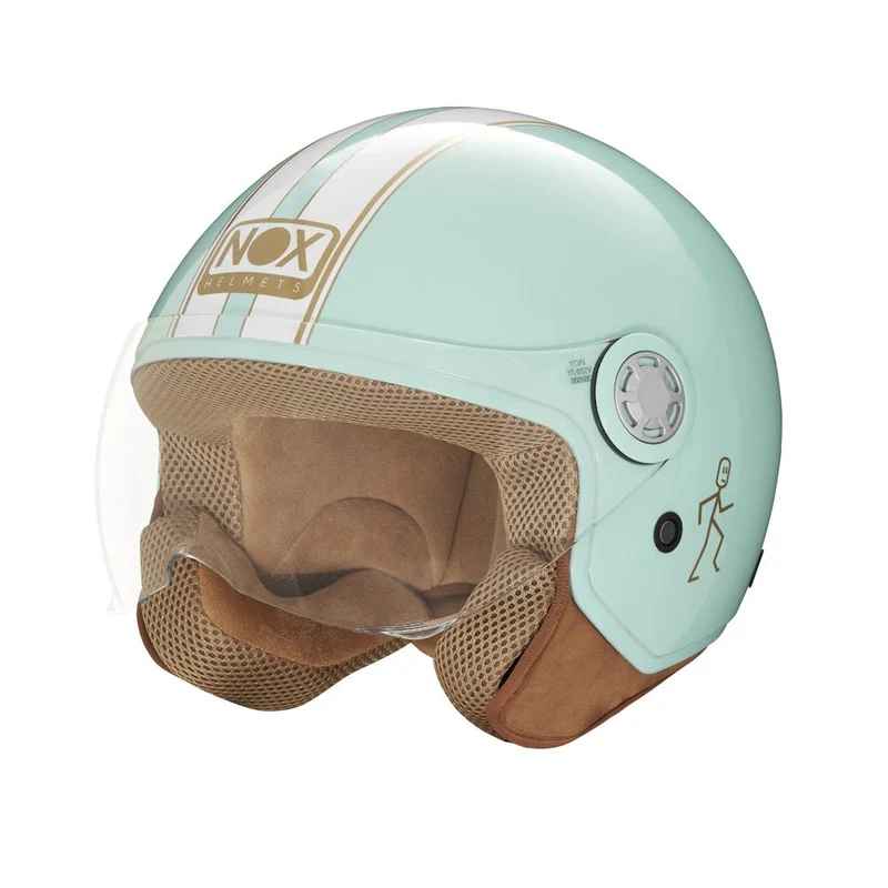 Casque Moto Jet N210 EVO Vert Pastel Blanc | NOX