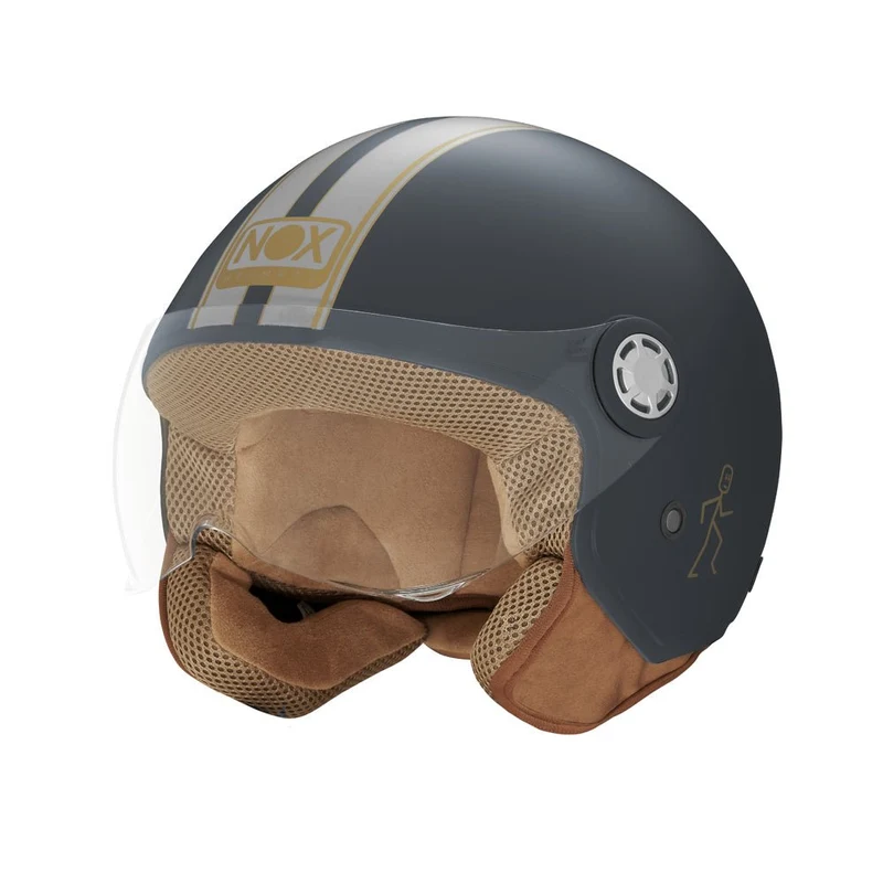 Casque Moto Jet N210 EVO Bleu Mat Gris Nardo | NOX