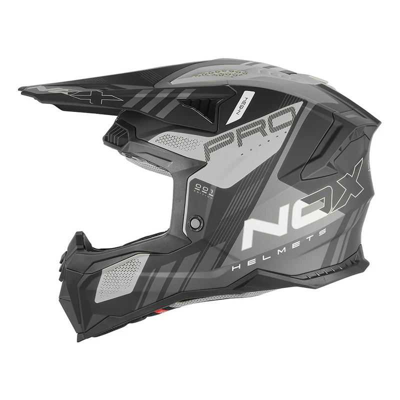Casque Moto Cross N634 Storm Noir Mat Argent | NOX