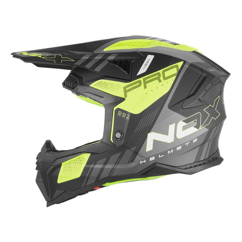 Casque Moto Cross N634 Storm Noir Mat Jaune | NOX