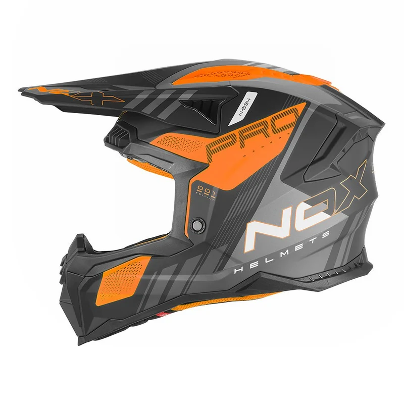 Casque Moto Cross N634 Storm Noir Mat Orange | NOX