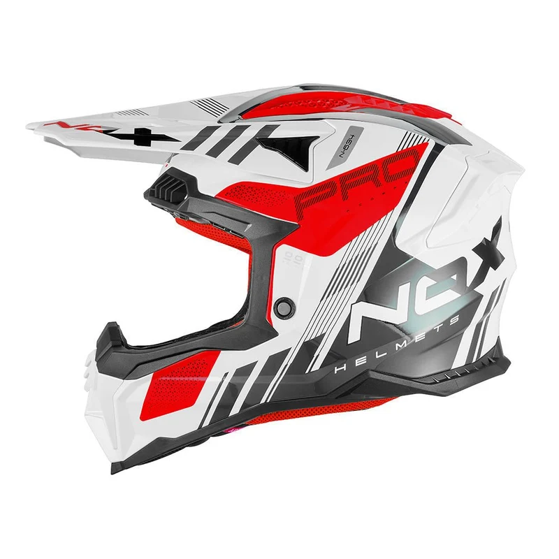 Casque Moto Cross N634 Storm Blanc Rouge | NOX