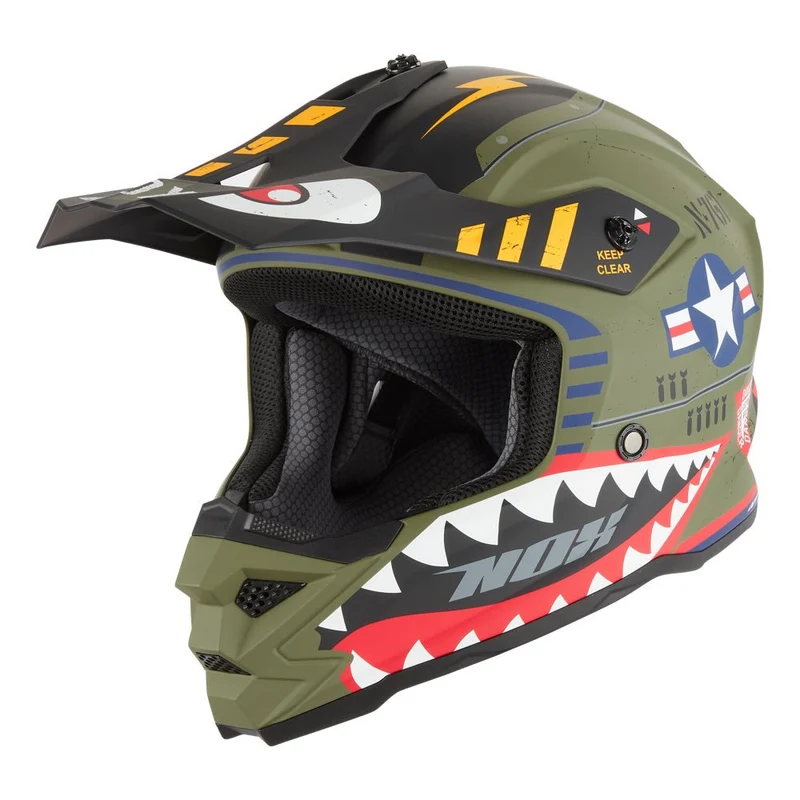 Casque Moto Cross Enfant N761 Fly Fighter Kaki Mat | NOX