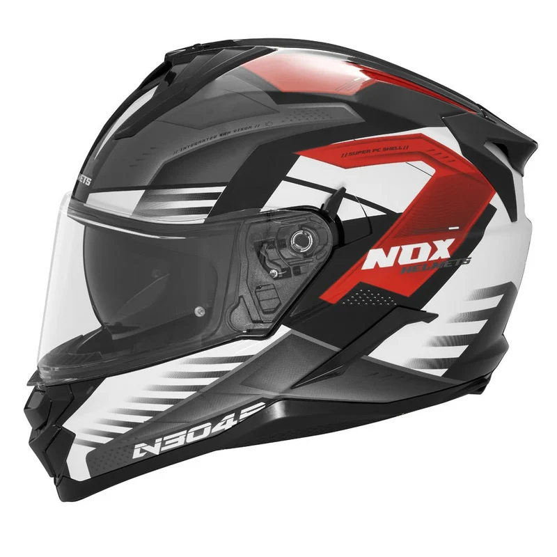 Casque Moto Intégral N304S Carver Blanc Rouge | NOX