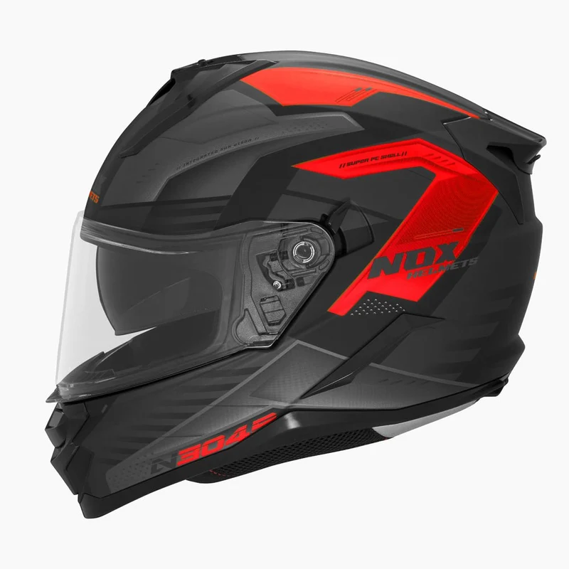 Casque Moto Intégral N304S Carver Noir Mat Rouge | NOX