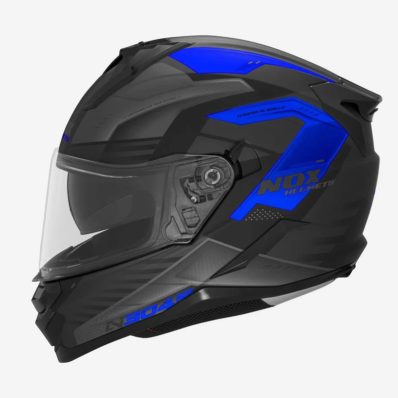 Casque Moto Intégral N304S Carver Noir Mat Bleu | NOX