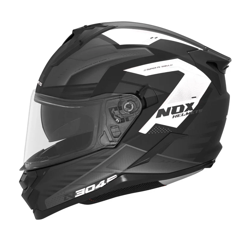 Casque Moto Intégral N304S Carver Noir Mat Blanc | NOX