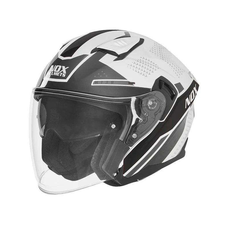 Casque Moto Jet N130 Ekto Blanc Noir | NOX