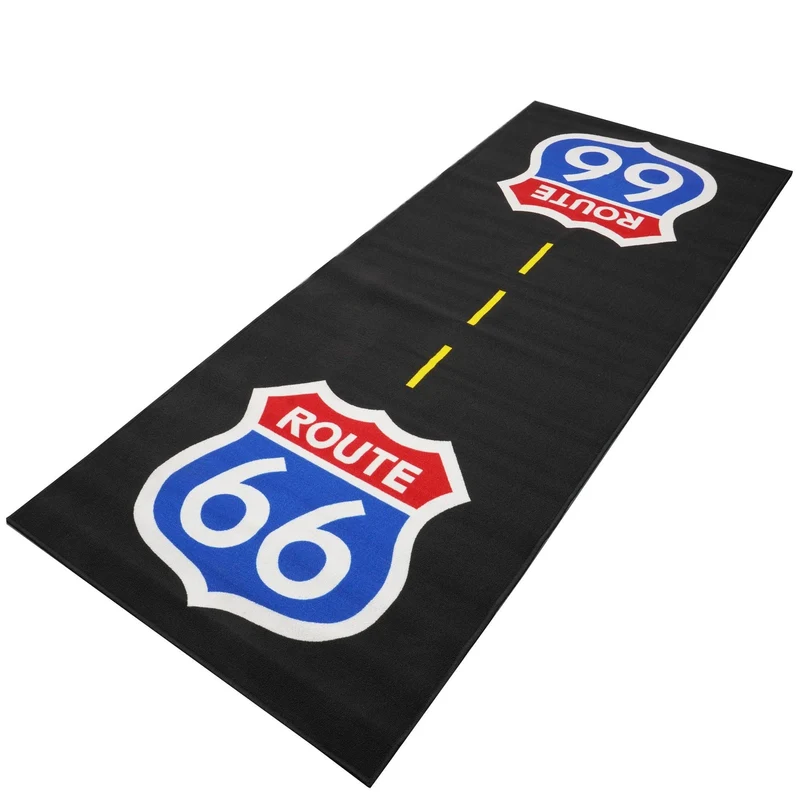 Tapis de Garage Moto Route 66 | 250x100cm | Biketek Custom
