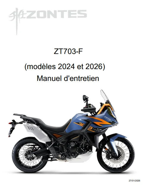 Manuel d'atelier Zontes ZT 703 F 2024 2026 français