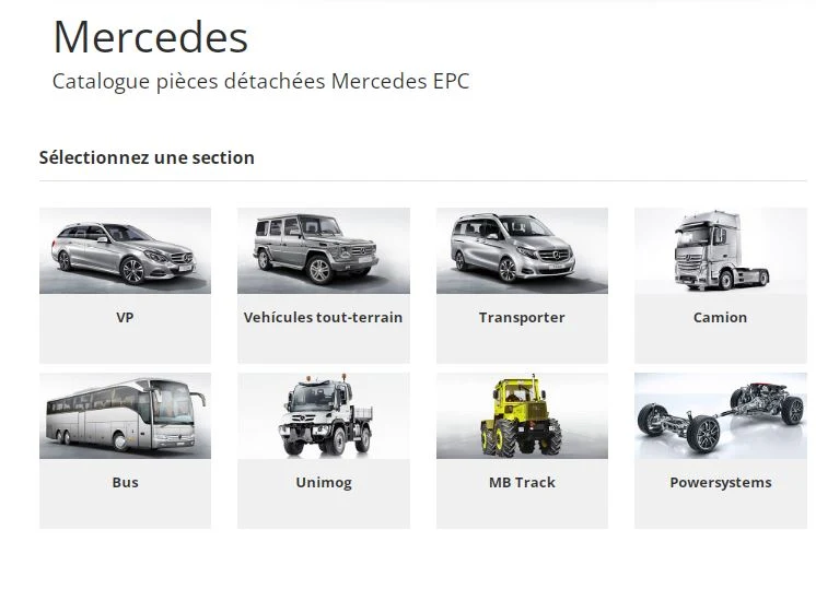 catalogue de pièces Mercedes tous modèles 1939 2017