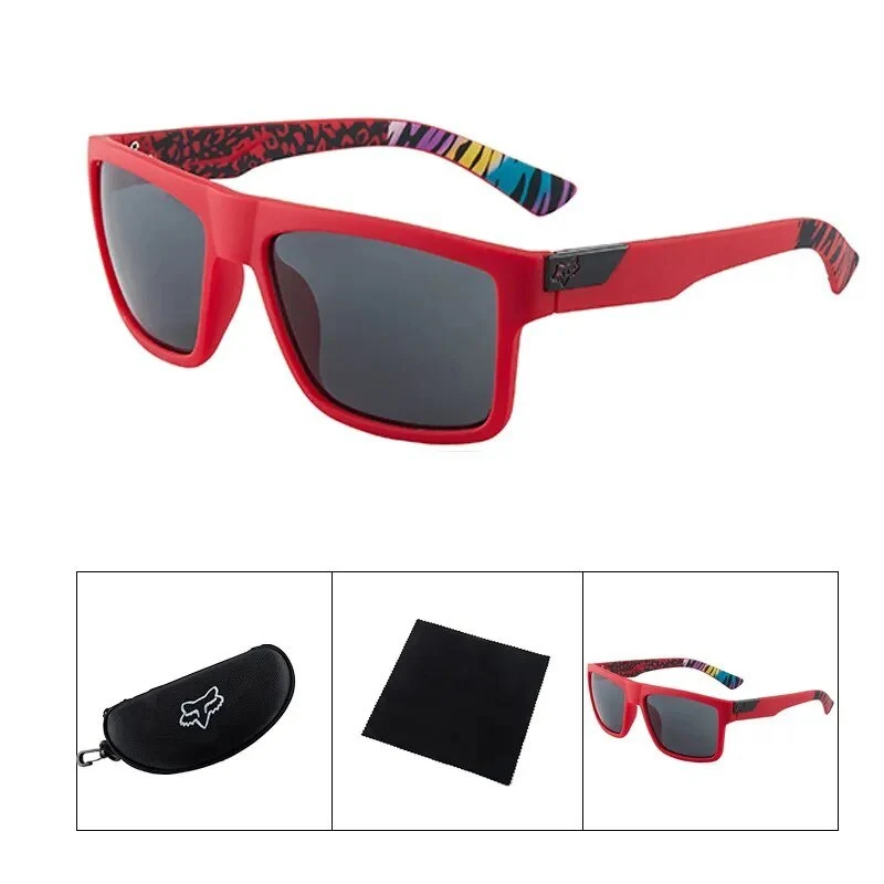 Lunette de soleil moto carré - Style Fox Rouge