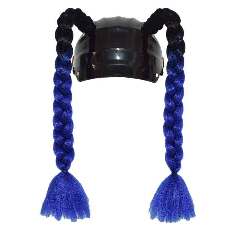Tresse pour casque moto - Bleu/Noir