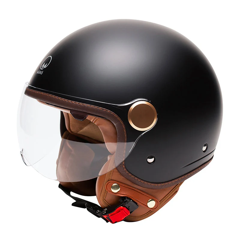Casque Demi-Jet GRASSE Noir mat/Marron | Mârkö