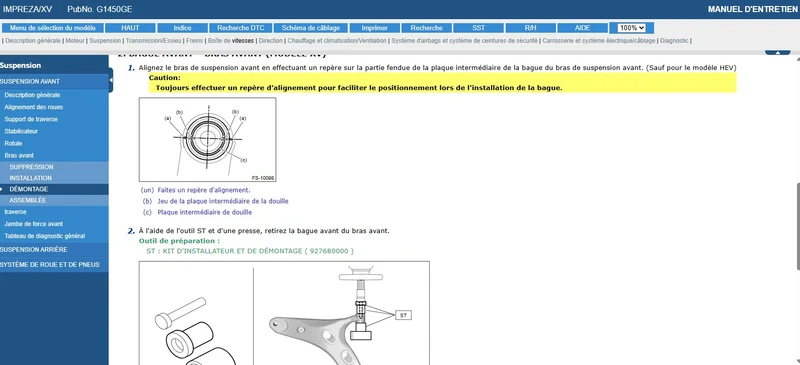 Manuel d'atelier Subaru Impreza 2022 français