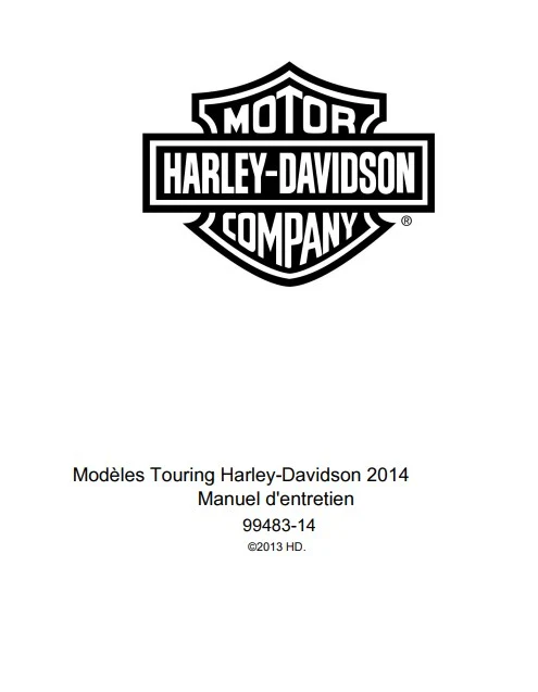 Manuel d'atelier Harley Davidson Touring 2014 français