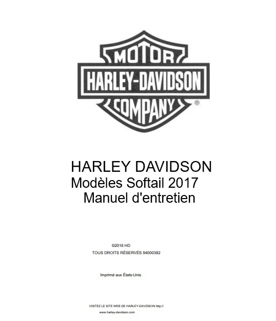Manuel d'atelier Harley Davidson Softail 2017 français