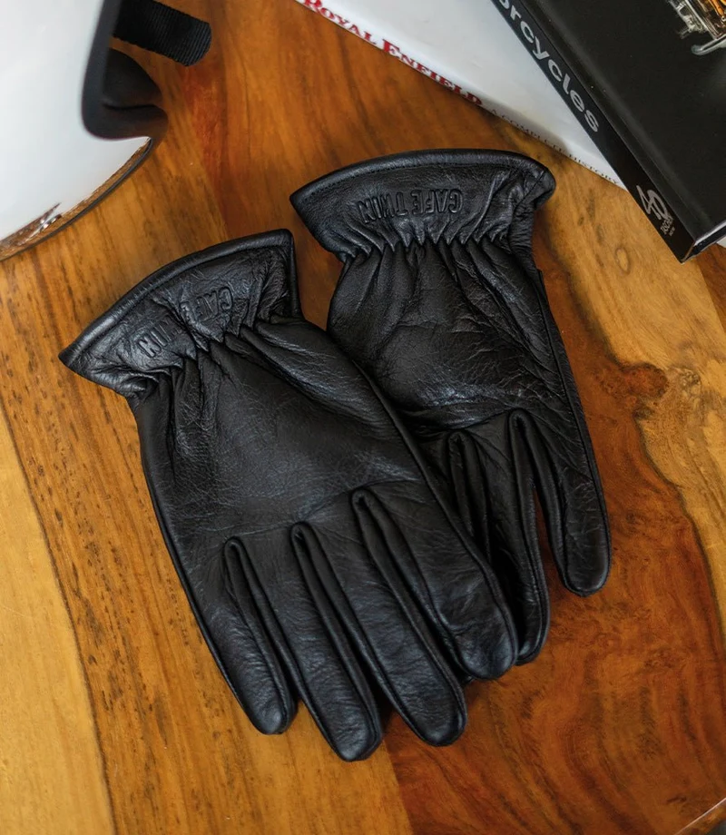 Guanto Moto Vintage Worker Nero in Pelle