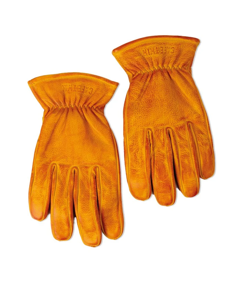 Guanto Moto Vintage Worker Giallo in Pelle