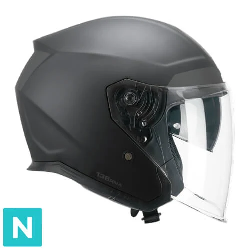 CGM 136F RNA FIBRA MONO CASCO DE MOTO NEGRO OPACO