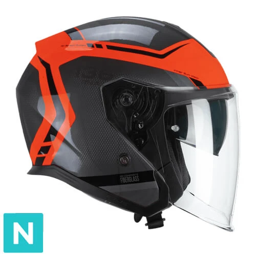 CGM 136M RNA FIBRA CASCO DE MOTO RIDE NEGRO ROJO FLUO