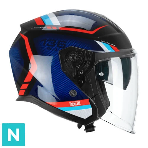 CGM 136M RNA FIBRA CASCO DE MOTO RIDE NEGRO AZUL ROJO