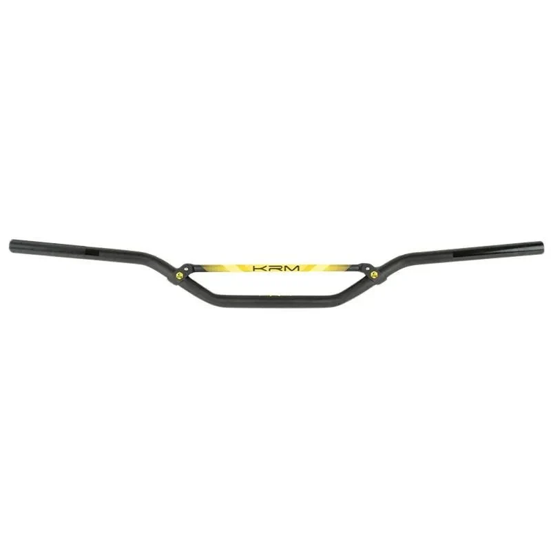 Guidon moto 22.2 mm + barre de renfort | KRM PRO RIDE ALU NOIR/JAUNE