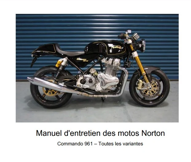 manuel d'atelier Norton Commando 961 2012 en français