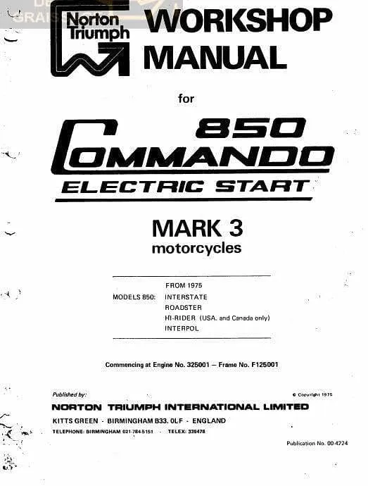 manuels d'atelier Norton Commando