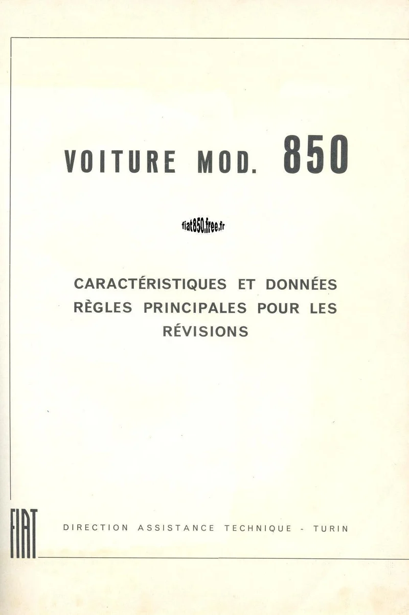 manuel d'atelier Fiat 850