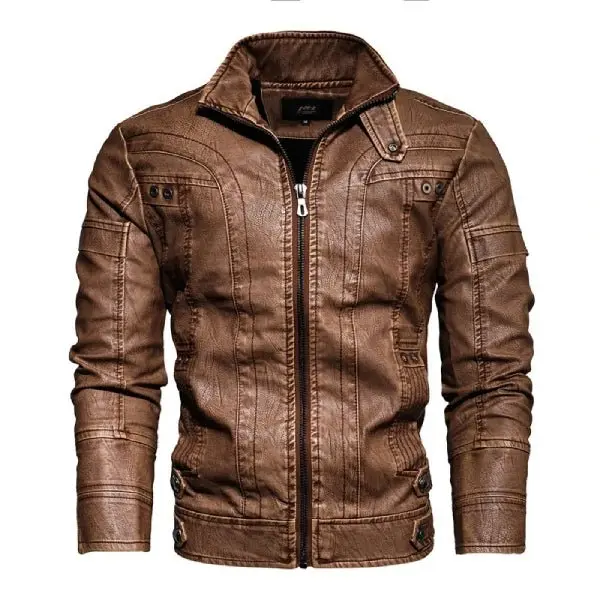 Blouson Biker "Retro-Racer" – Cuir PU Vieilli & Intérieur Velours | SOLDES