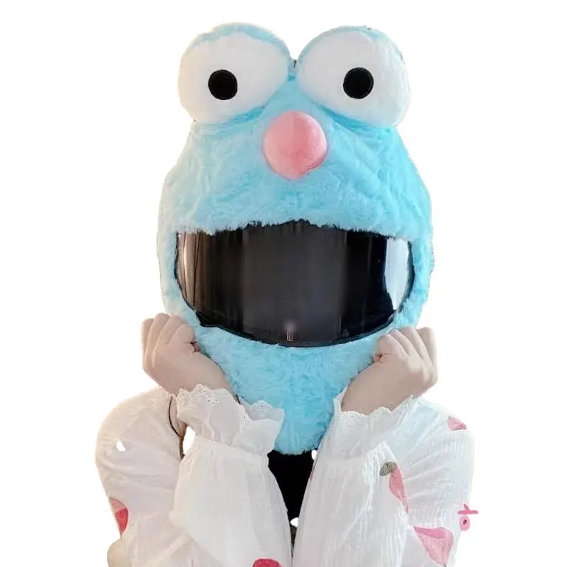 Couvre Casque Moto - Peluche Bleu clair