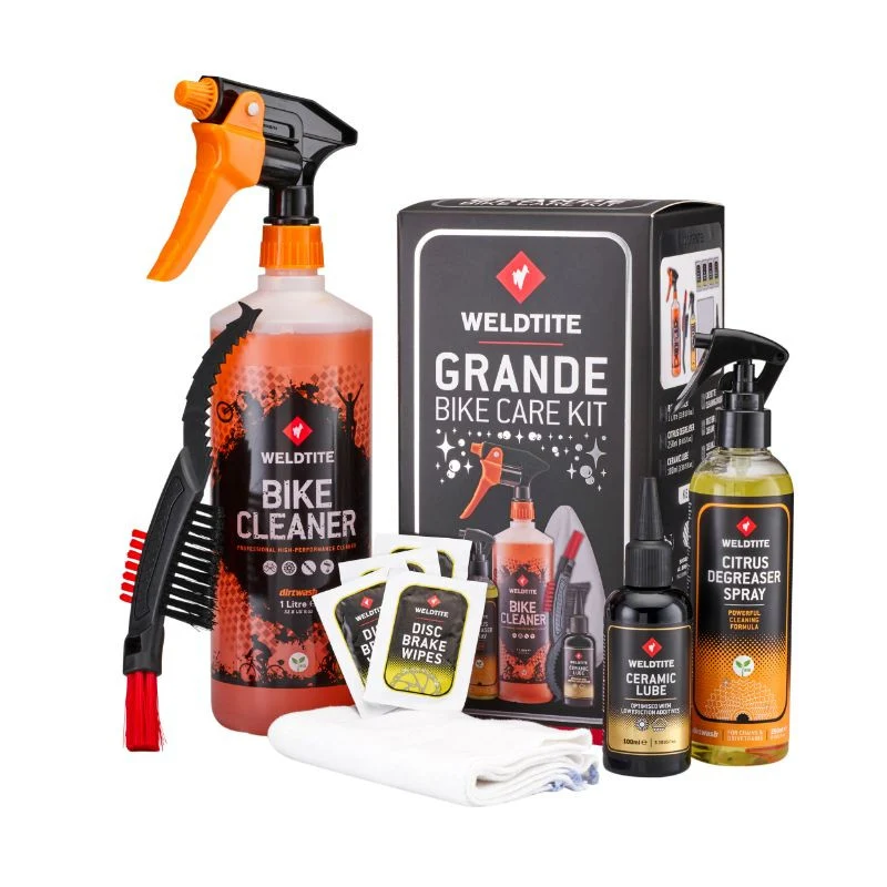 KIT/PACK NETTOYANT VELO WELDTITE BIKE CARE GRANDE POUR CADRE CARBONE ET PEINT