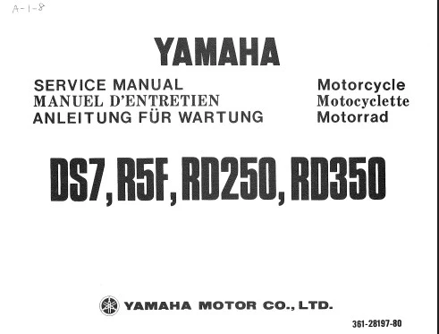 manuel d'atelier Yamaha RD 250 350 1973 77