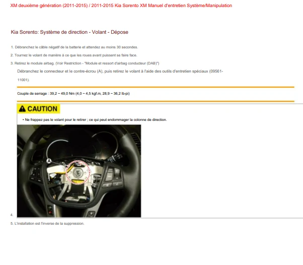 Manuel d'atelier Kia Sorento 2011 2015 français