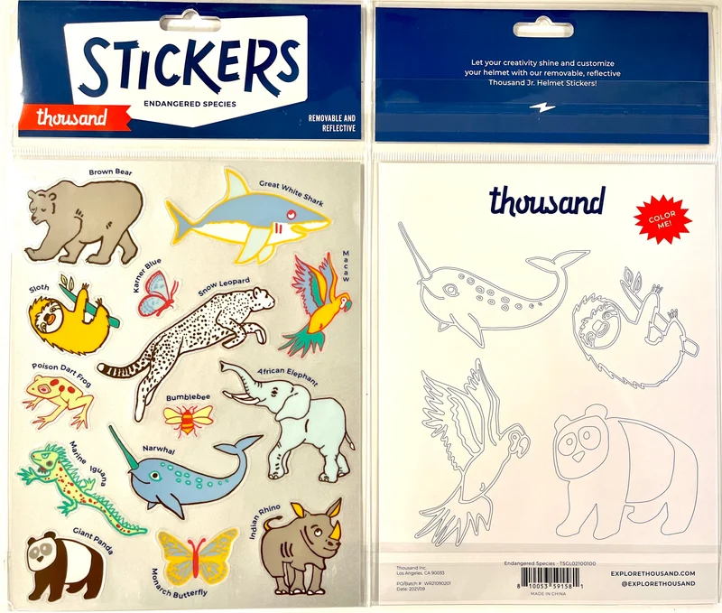 Pack d'autocollants réfléchissants amovibles Enfant Thousand Jr. Endangered Spices