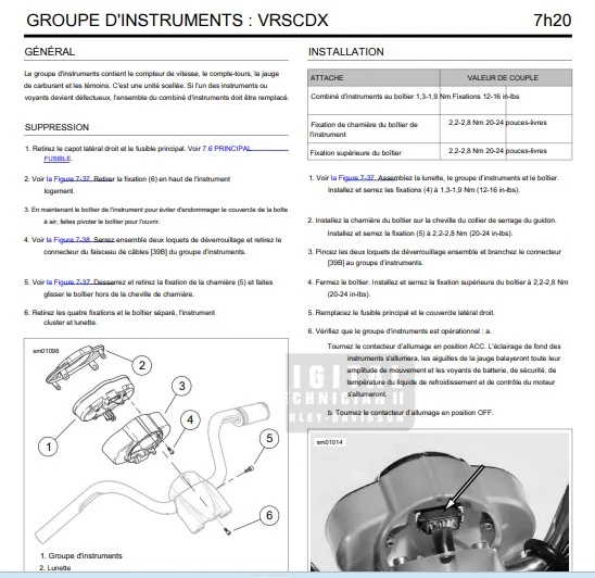 Manuel d'atelier Harley Davidson V-Rod 2013 en français