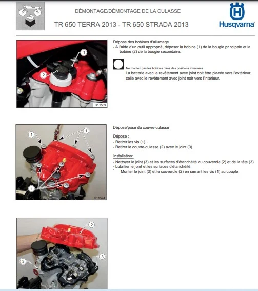 Manuel d'atelier Husqvarna TR 650 2013 français