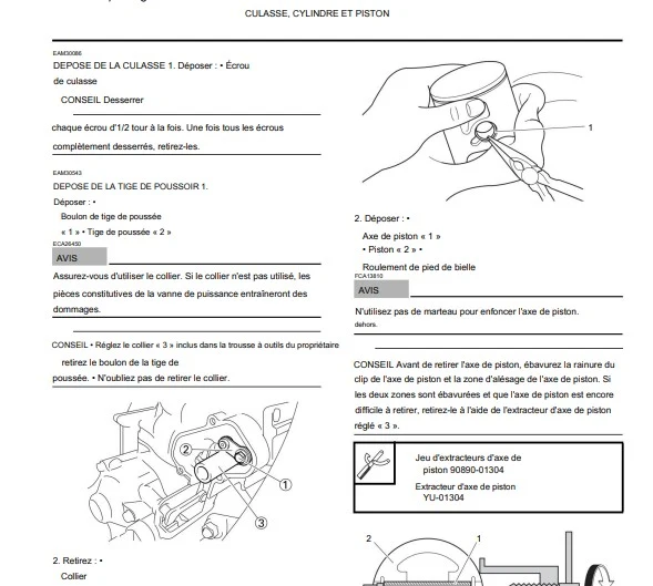 manuel d'atelier Yamaha 125 YZ 2021 français