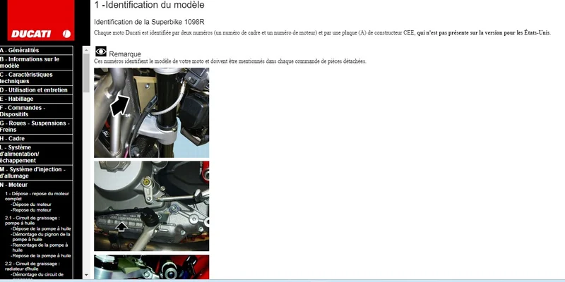 manuel d'atelier Ducati SBK 1098R Bayliss français