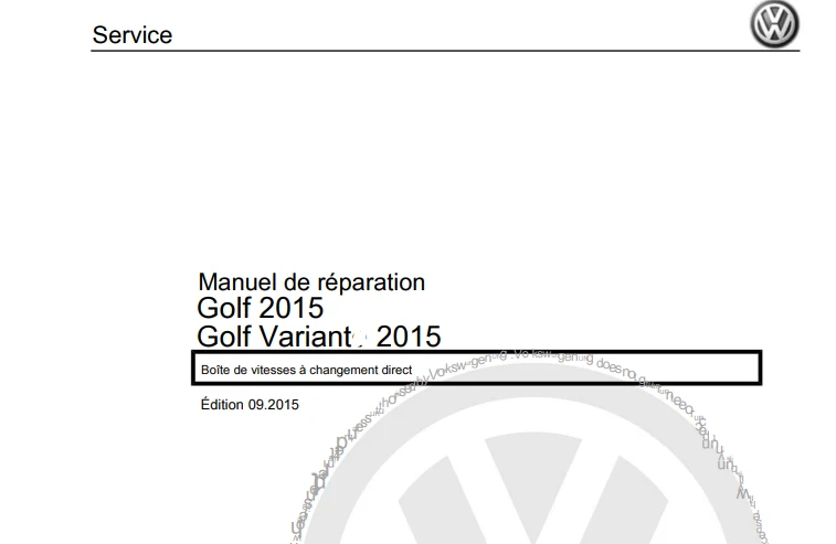 manuel d'atelier Volkswagen Golf 7 2013 2018 en français