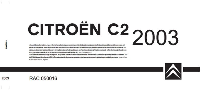 Manuel d'atelier Citroën C2 2003