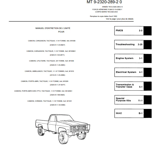 Manuel d'atelier Chevrolet Blazer 6litres 2 Diesel 88 français