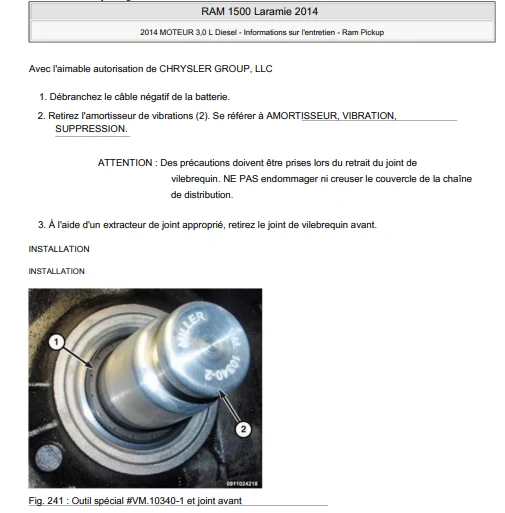 Manuel d'atelier Dodge RAM 2014 français