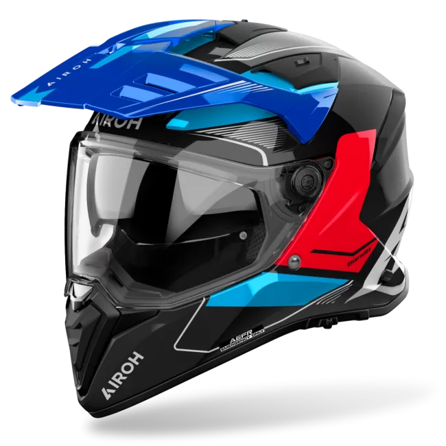 AIROH BANDIT TUNE AVENTURA CASCO DE MOTO AZUL ROJO BRILLO