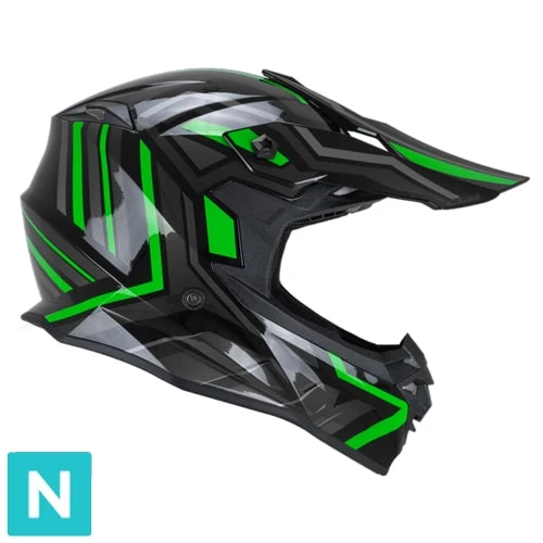 CGM 367G MUD-X FURY CASCO DE MOTO NEGRO GRIS VERDE