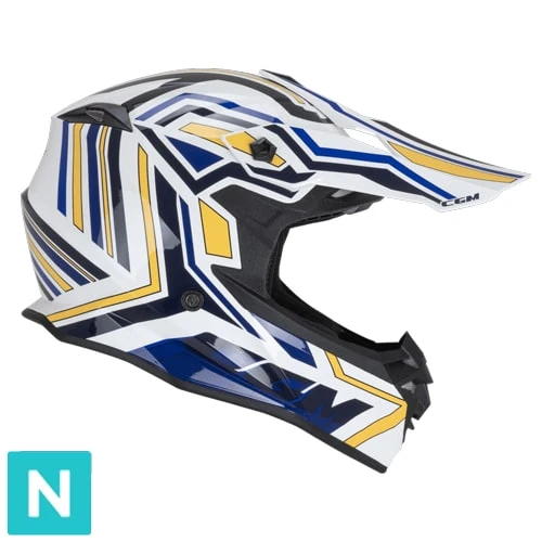 CGM 367G MUD-X FURY CASCO DE MOTO BLANCO AZUL AMARILLO