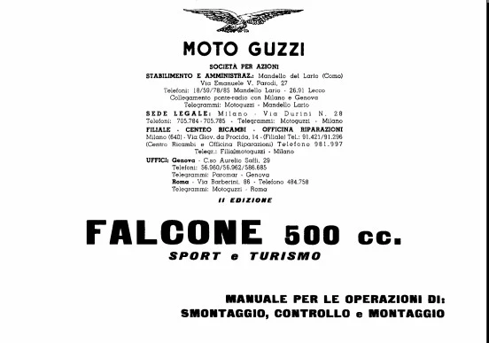 manuel d'atelier Moto Guzzi Falcone 500