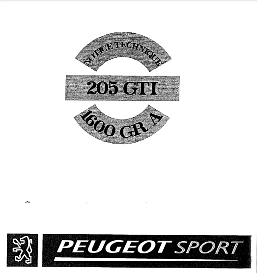 Manuel d'atelier Peugeot 205 GTI groupe A